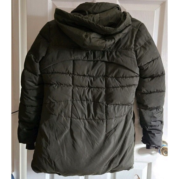 XSY Puffer Jacket Winter Coat Juniors Large L LG Olive Green Hooded Quilted Warm - Picture 4 of 12